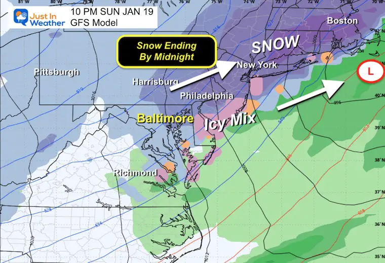 January 18 weather snow storm Sunday 10 PM