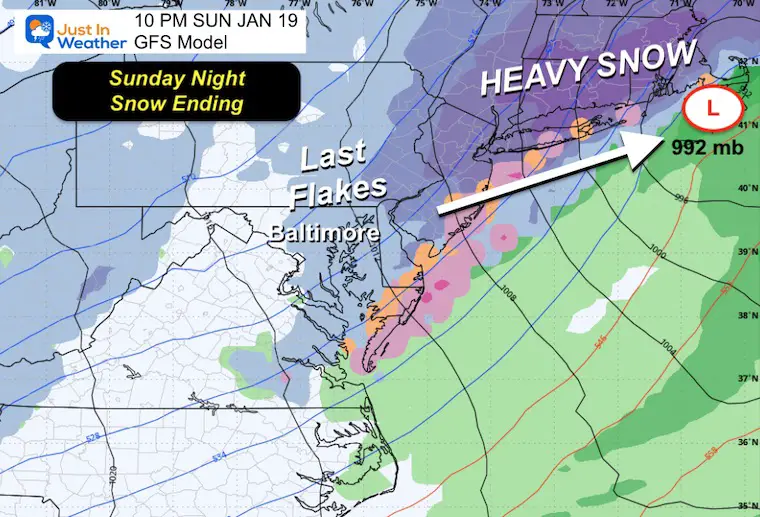 January 18 weather snow Sunday Night GFS