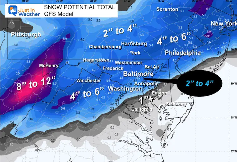 January 18 weather snow total Sunday GFS