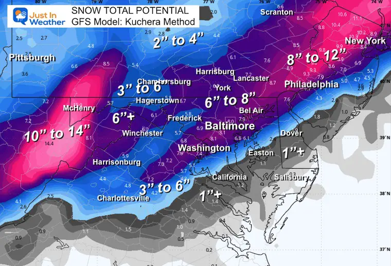 January 18 weather snow total Sunday GFS