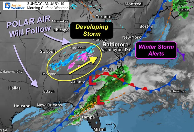 January 19 weather storm Sunday morning