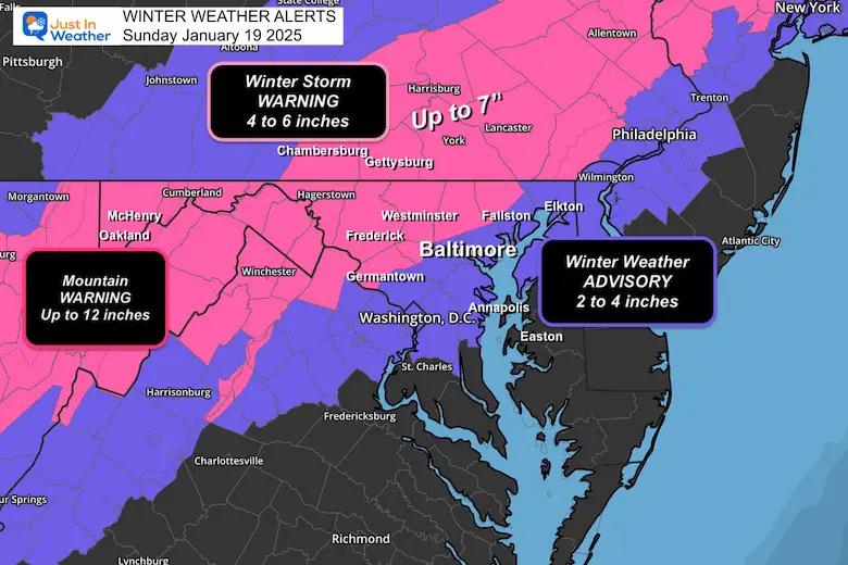 January 18 Upgraded Winter Storm Warning Sunday