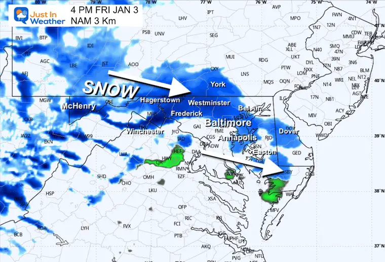 January 2 weather snow Friday afternoon