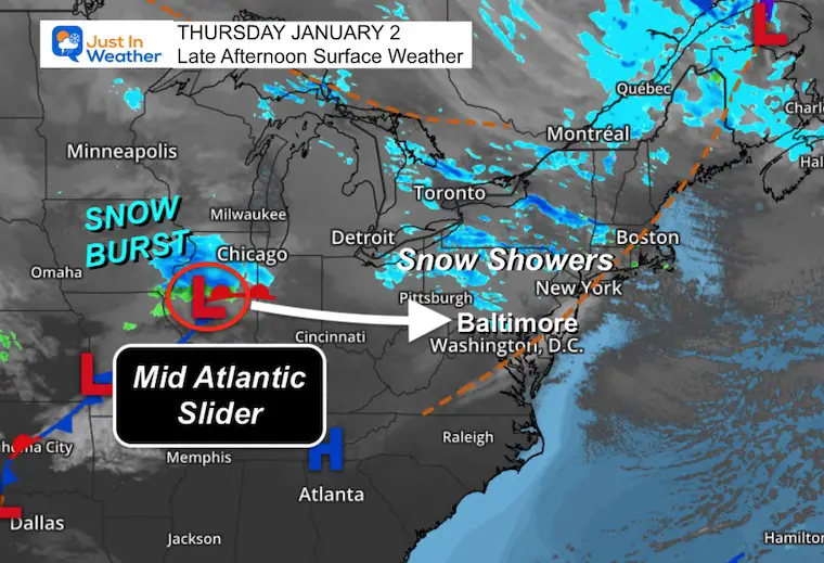 January 2 weather snow late Thursday afternoon