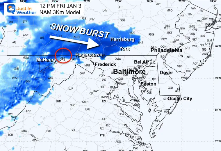 January 2 weather forecast snow Friday Noon