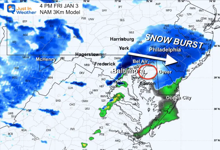 January 2 weather forecast snow Friday 4 PM