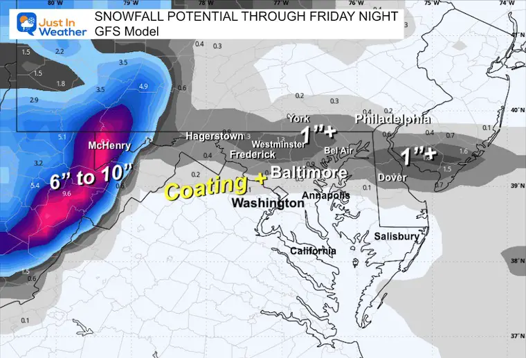 January 2 weather snow Friday GFS