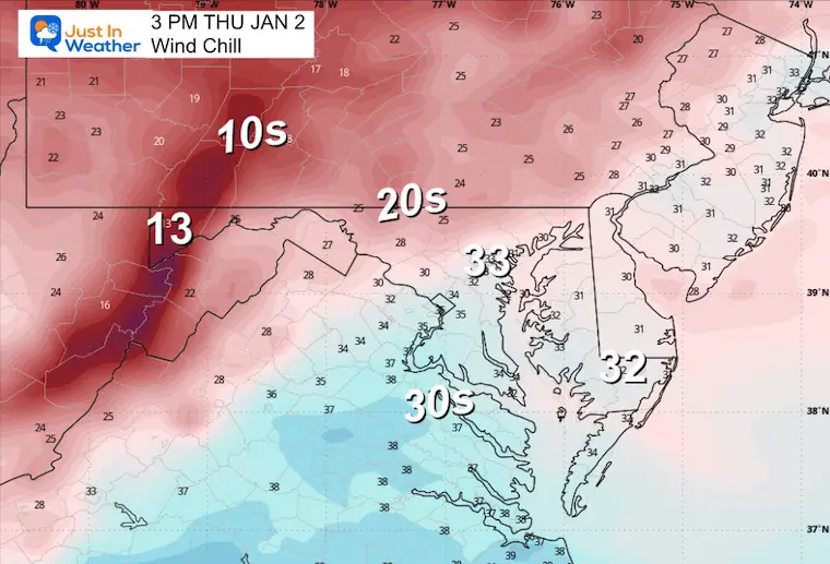 January 2 weather wind chill Thursday morning