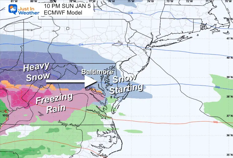 January 2 weather snow forecast Sunday night