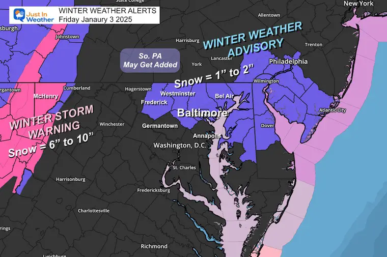 Winter Weather Advisory Storm Warning Snow Friday