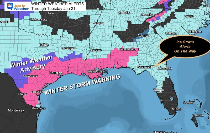 January 20 Winter Storm Warning Texas Louisiana