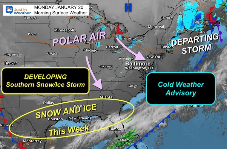 January 20 weather Monday morning Cold Advisory