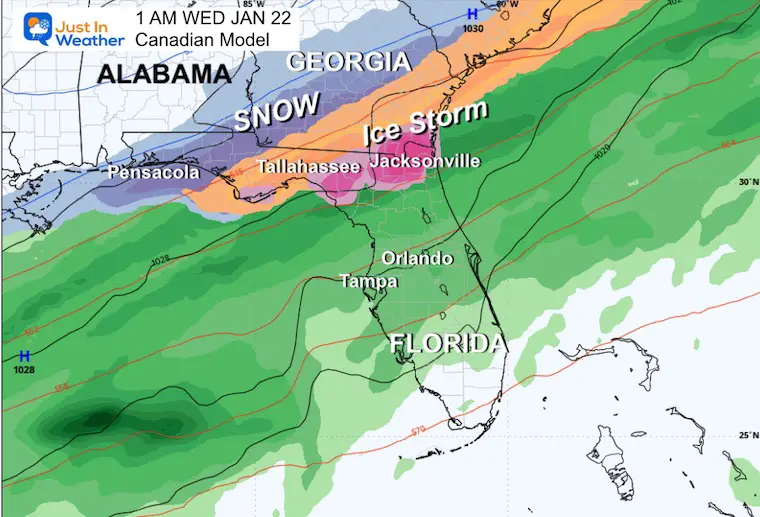 January 21 weather snow ice Florida