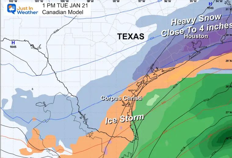 January 21 weather snow Texas