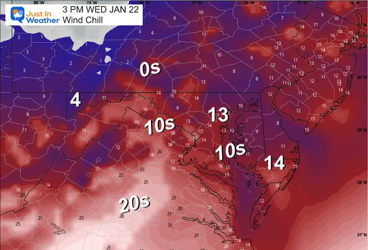 January 21 weather wind chill Wednesday afternoon