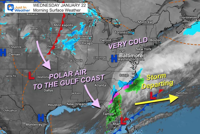 January 22 weather Wednesday morning