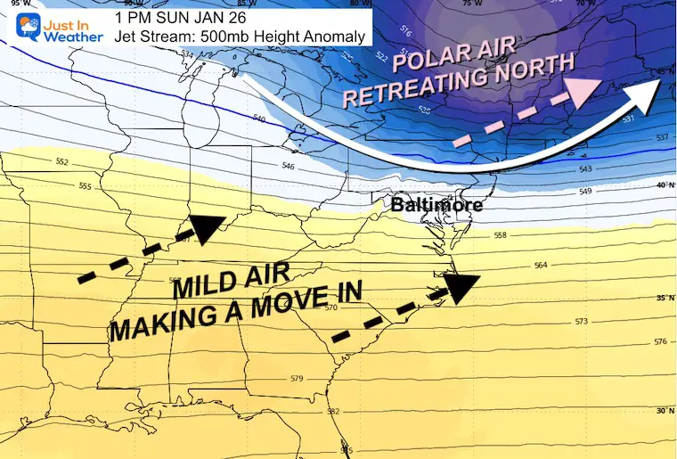 January 22 weather jet stream forecast Sunday 