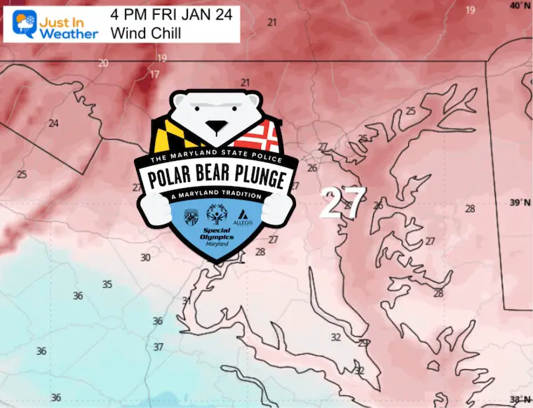 January 24 polar bear plunge wind chill Friday afternoon