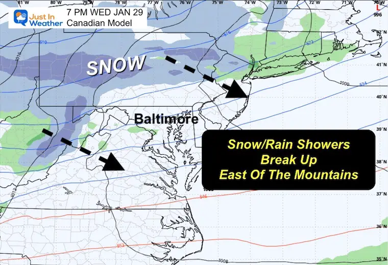 January 24 weather forecast snow Wednesday