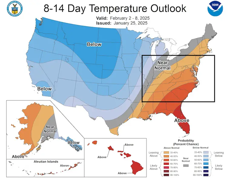 January 26 NOAA Temperature Outlook