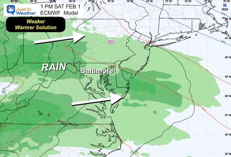 January 26 weather forecast rain Saturday afternoon ECMWF