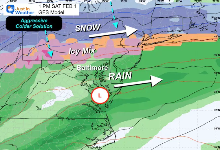 January 26 weather forecast rain ice snow Saturday afternoon