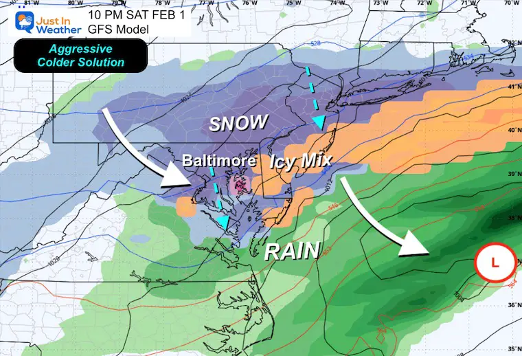 January 26 weather forecast rain ice snow Saturday night