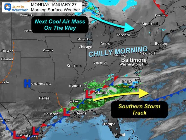 January 27 weather Monday morning