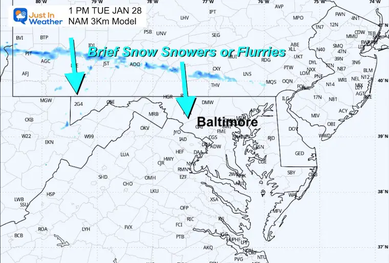 January 27 weather snow radar Tuesday afternoon