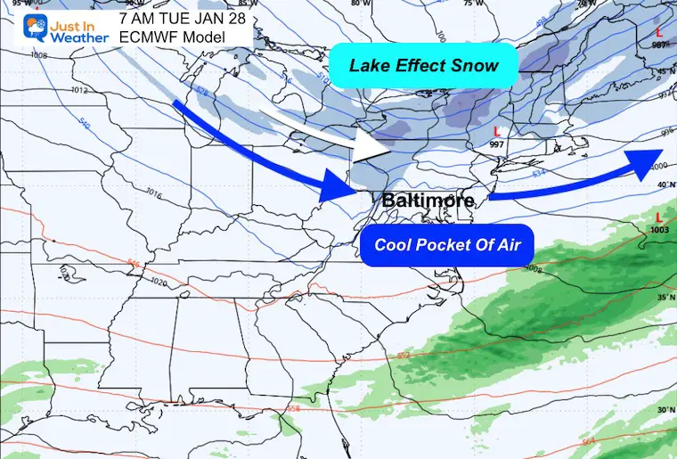 January 27 weather Tuesday morning