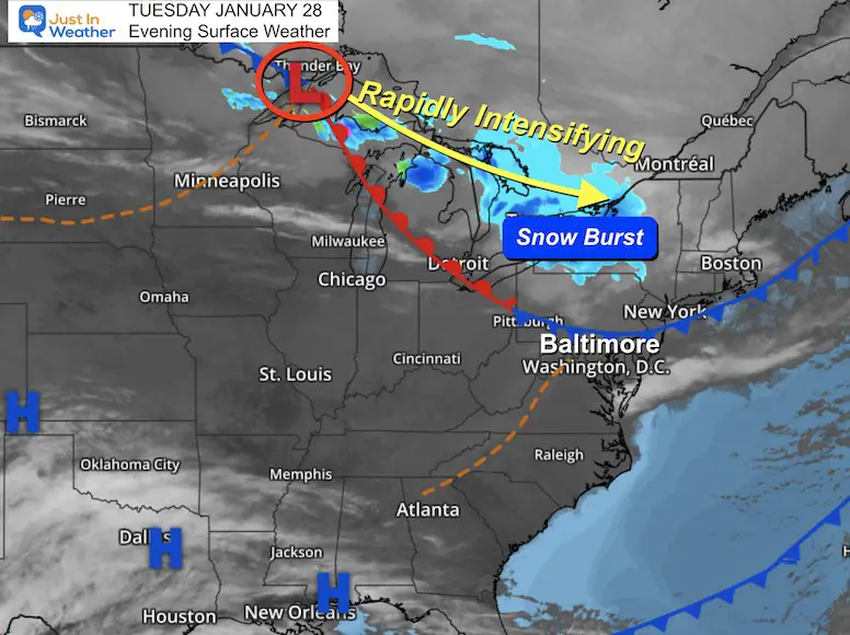 January 28 weather Tuesday Evening Storm