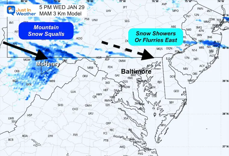 January 28 weather radar snow forecast Wednesday