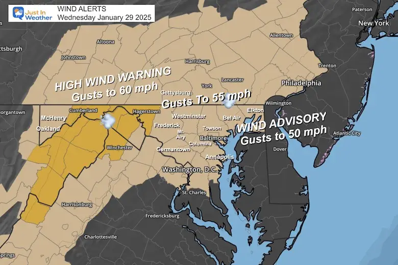 January 28 High Wind Warning Advisory Weather