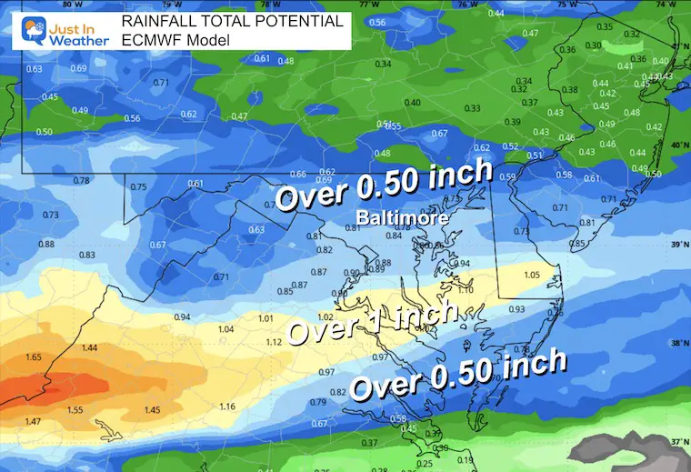 January 29 weather rain Friday total ECMWF