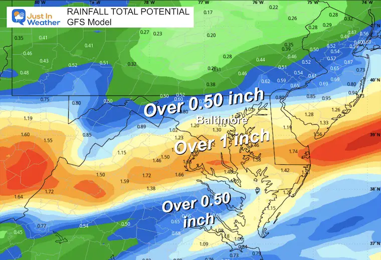 January 29 weather rain Friday total GFS