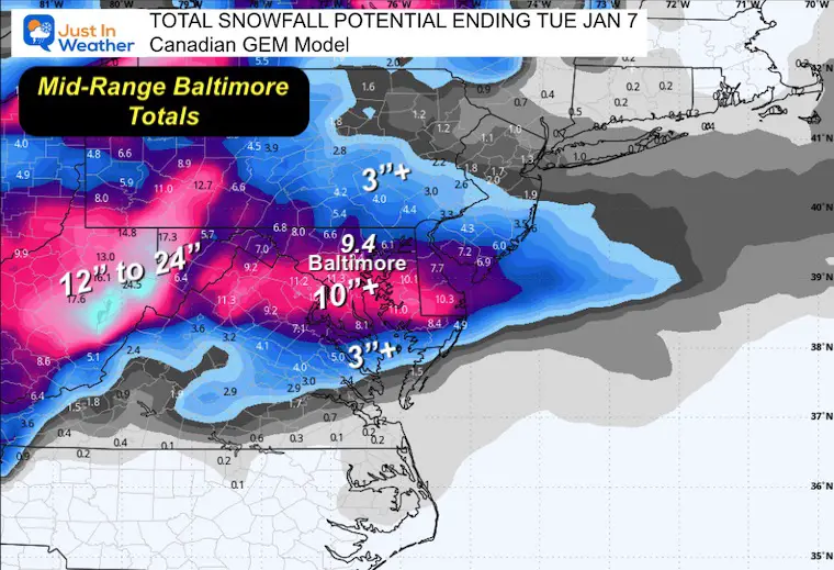 January 3 weather snow forecast Monday Canadian