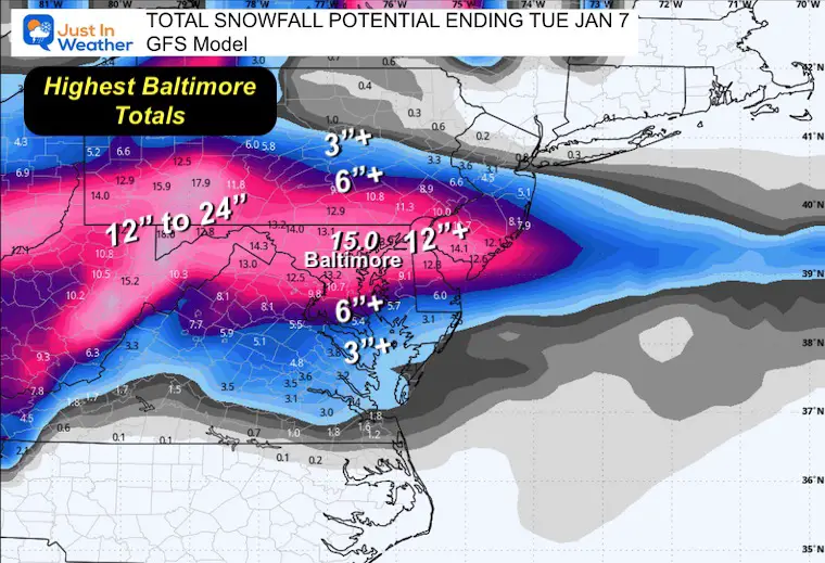 January 3 weather snow forecast Monday GFS