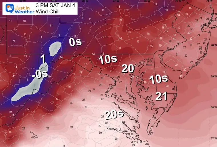 January 3 weather wind chill Saturday afternoon