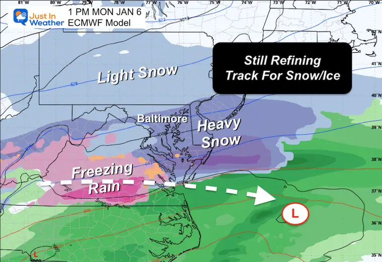 January 3 weather snow storm Monday afternoon