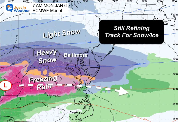 January 3 weather snow storm Monday morning