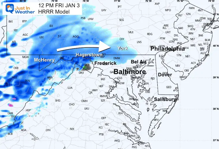 January 3 weather snow forecast Friday Noon