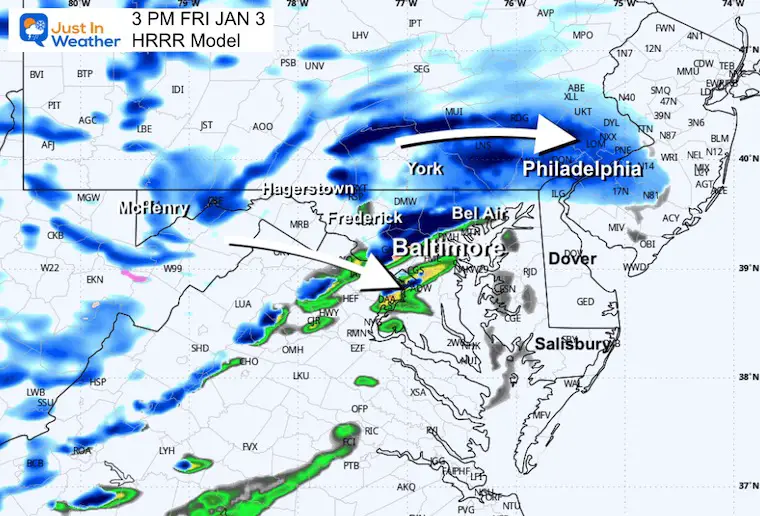 January 3 weather snow forecast Friday 3 PM