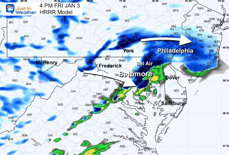 January 3 weather snow forecast Friday 4 PM