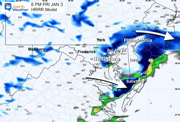 January 3 weather snow forecast Friday 6 PM