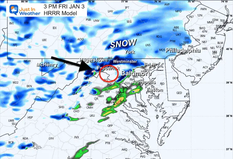 January 3 weather snow radar forecast Friday 3 PM