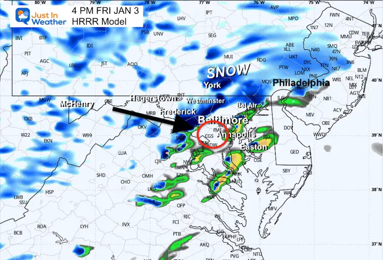 January 3 weather snow radar forecast Friday 4 PM