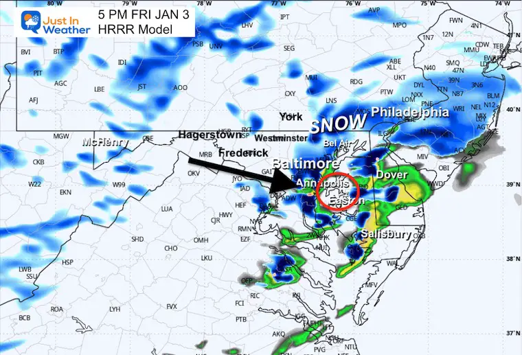 January 3 weather snow radar forecast Friday 5 PM