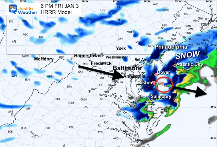 January 3 weather snow radar forecast Friday 6 PM