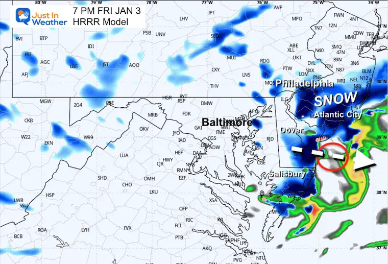 January 3 weather snow radar forecast Friday 7 PM