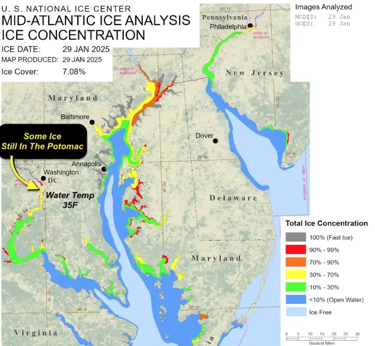 January 30 weather ice Potomac River